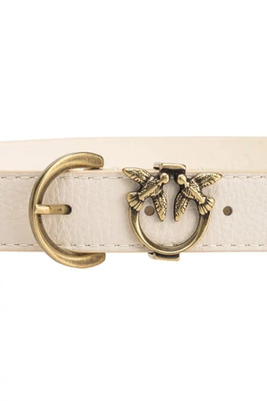 Wyprzedaż - Skórzany pasek z klamrą Pinko TAMBORIL H3 BELT 102820-A158 beżowy (2.5 cm)