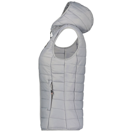 Wyprzedaż - Kamizelka damska z kapturem Geographical Norway Vatika Hood EO Lady 233 Gris Clair trekkingowa bezrękawnik (WW1198F/GNO-LIGHT GREY)