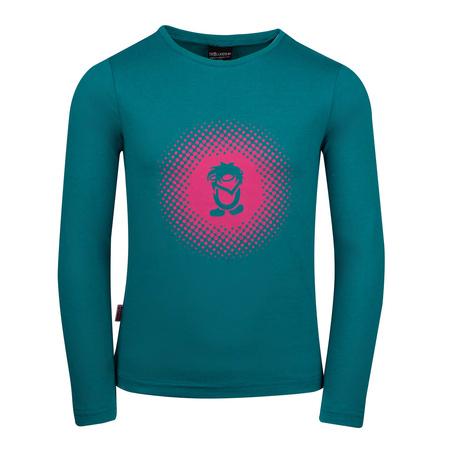 Bluzka ongsleeve bawełniana dziecięca dla dziewczynki Trollkids Girls Pointillism Longsleeve smaragd/rubine (345-312)