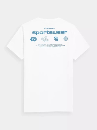 T-shirt sportowy męski 4F koszulka treningowa bawełniana biała (4FSS23TTSHM300-10S)