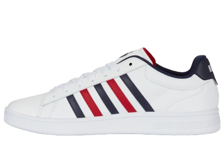 Męskie sneakersy K-Swiss COURT TIEBREAK II WHITE/PEACOAT/SAMBA RED-M (04413-983-M)