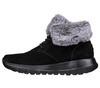 Buty zimowe damskie Skechers Skechers On-The-Go Joy Plush Dreams wsuwane botki z futerkiem zamszowe czarne (144042-BKGY)