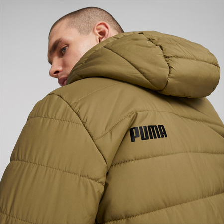 Wyprzedaż - Kurtka przeciwdeszczowa męska PUMA ESS HOODED PADDED JKT z kapturem wiatroszczelna brązowa (848938-93)