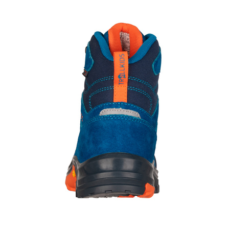 Wodoodporne buty turystyczne dziecięce dla chłopca/dziewczynki Trollkids Kids Trollsteinen Hiker Mid XT atlantic blue/dark navy/glow orange (658-197)