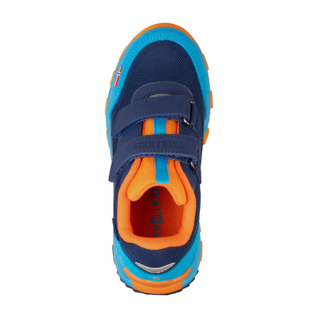 Buty Trollkids Preikestolen Hiker Waterproof ciemny indigo/niebieski basenowy/zachód słońca na Saharze