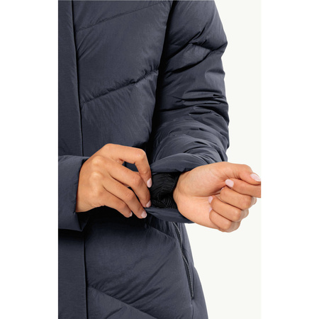 Wyprzedaż - Kurtka zimowa damska Jack Wolfskin MARIENPLATZ COAT W night blue Down Insulated granatowa  (1206971_1010)