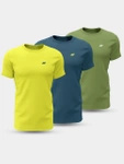 Koszulki męskie 4F bawełniane t-shirt 3PAK zestaw wielopak żółty/zielony/turkus (4FWSS24TTSHM1896-90S)