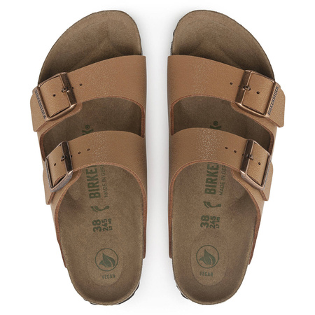 Klapki damskie Birkenstock Arizona Birko-Flor Nubuk Pecan wegańskie standard szerokie (1025006)