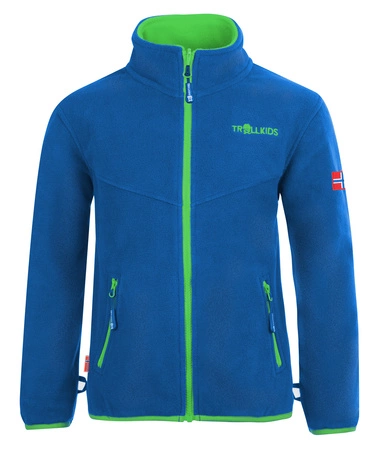 Bluza polarowa dziecięca TrollKids Kids Oppdal Jacket XT medium blue/bright green przewiewna niebieska (414-106)