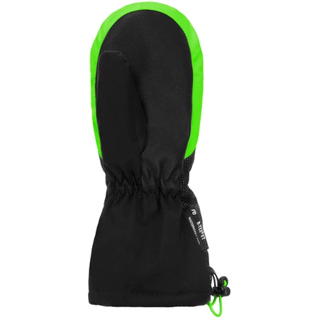 Wyprzedaż - Rękawice snowboardowe dziecięce REUSCH Maxi R-TEX® XT Mitten ocieplane jednopalczaste na narty wodoodporne czarno-zielone (62/85/515/7781)