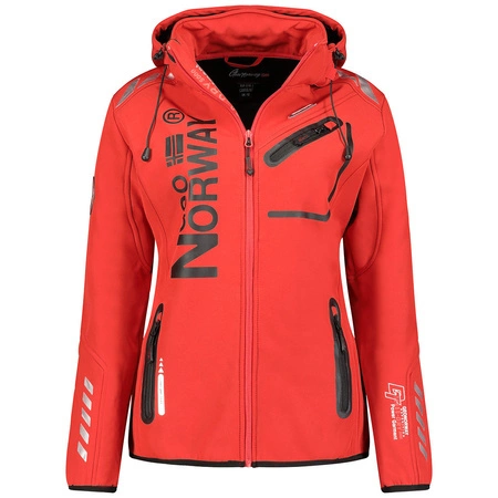 Kurtka damska Softshell z kapturem Geographical Norway Reine Red/Black LADY 007 czerwona (WU8187F/GNO-RED-BLACK)/WU8088