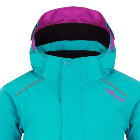 Kurtka zimowa dziecięca Trollkids Kids Holmenkollen Snow Jacket Pro z kapturem turkusowa (913-125)