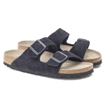 Klapki damskie/męskie Birkenstock Arizona Soft Footbed Suede Leather Midnight granatowe regular szerokie (1020732)