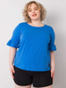 Ciemnoniebieska bluzka plus size z ozdobnymi rękawami (RV-BZ-6635.18X)