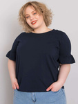 Granatowa bluzka plus size z ozdobnymi rękawami (RV-BZ-6635.18X)