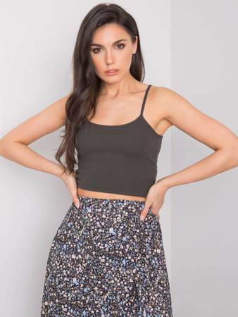 RUE PARIS Ciemny khaki crop top (RV-TP-6626.88)