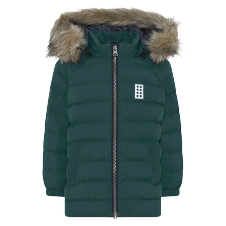 Wyprzedaż - Kurtka puchowa dziecięca Lego Wear LWJULIO 714 Jacket z odblaskowymi elementami zielona (22886-827)