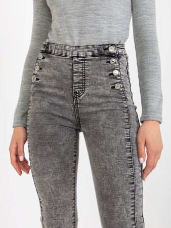 Ciemnoszare jeansy damskie skinny z ozdobnymi guzikami (NM-SP-M516.38P)