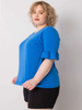 Ciemnoniebieska bluzka plus size z ozdobnymi rękawami (RV-BZ-6635.18X)