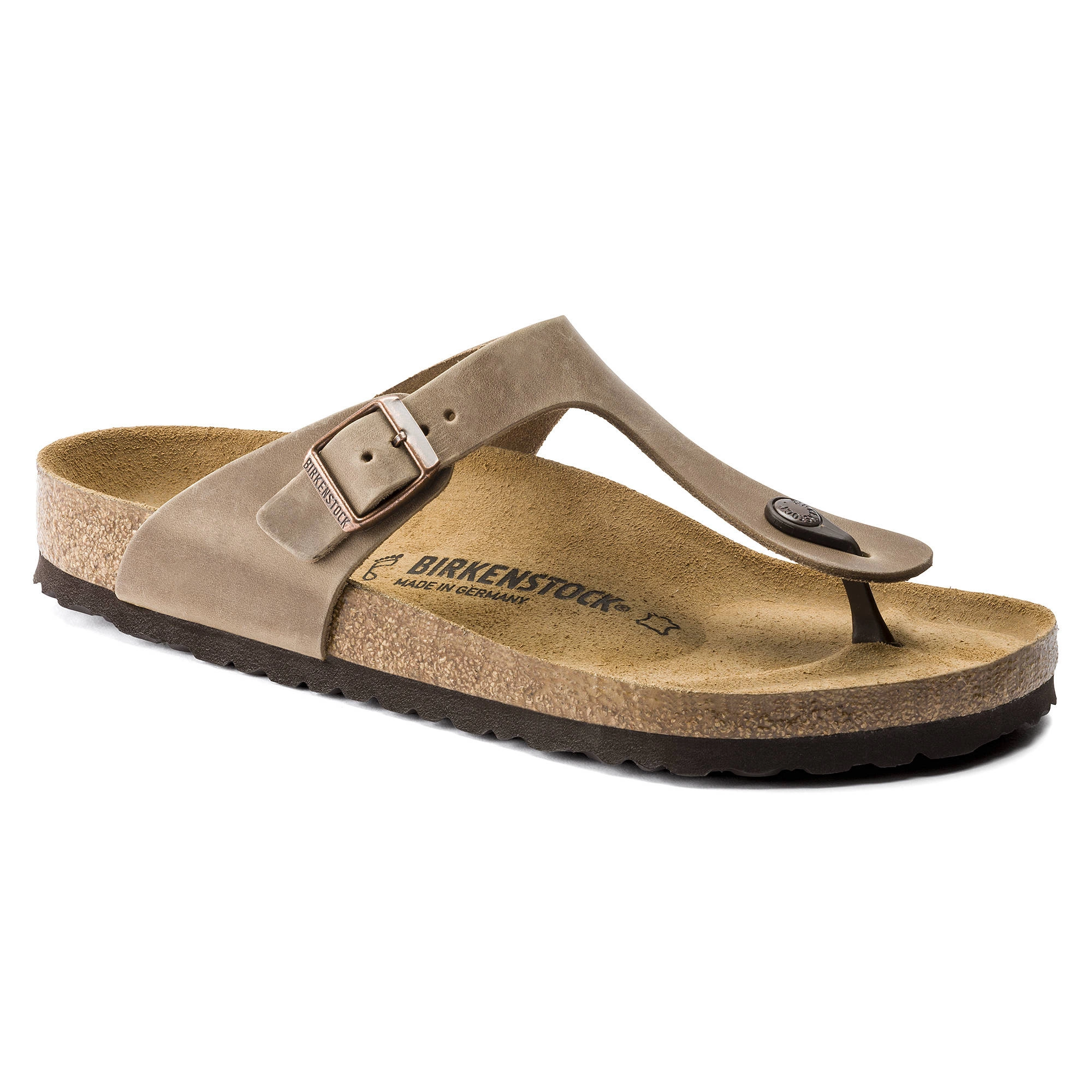 Japonki damskie Birkenstock Gizeh Oiled Leather Tabacco Brown Regular  szerokie (0943811) - SportGrand.pl