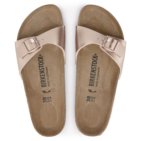 Klapki Birkenstock Madrid damskie Birko-Flor Narrow Copper na wąską stopę złoty róż (1023927)