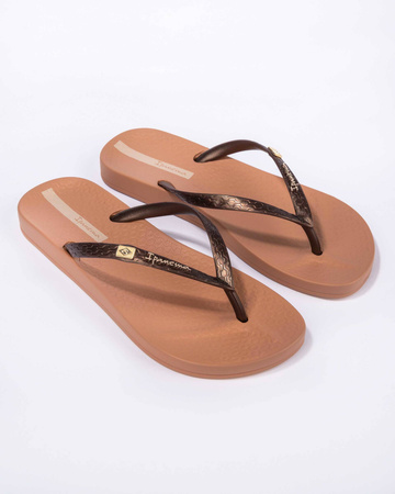 Wyprzedaż - Klapki na lato damskie Ipanema Anat Brasili plażowe brązowe (82932-AJ156)