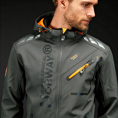 Geographical Norway Softshell ROYAUTE DGREY - ORANGE DB MEN 068 (WY8027H/GN/Dark Grey / Orange)