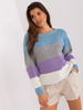 Niebiesko-fioletowy sweter oversize w paski   (BA-SW-8024.57P)