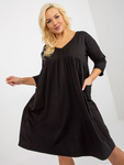 Czarna dresowa sukienka plus size basic z kieszeniami   (RV-SK-8529.37P)