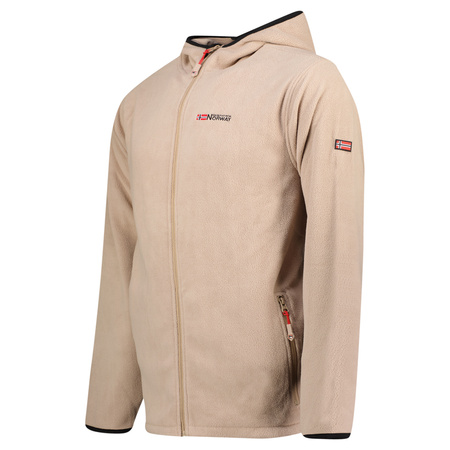 Wyprzedaż - Polar męski Geographical Norway UNICIA  MEN 224 bluza z kapturem rozpinana ciepła beżowa (WX3713H/GN)