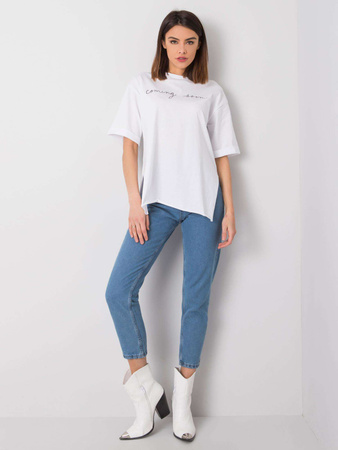 RUE PARIS Biały t-shirt z napisem (327-TS-2133.57)