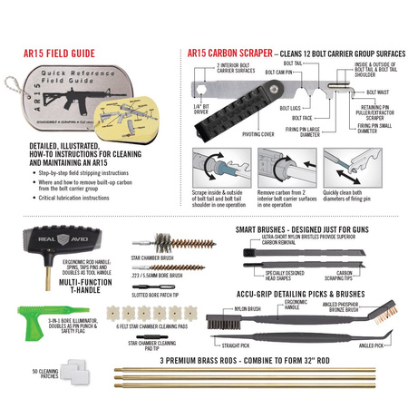 Real Avid - Mata rusznikarska z zestawem narzędzi Master Cleaning Station™ - AR-15 (AVMCS-AR)