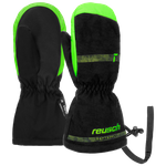 Wyprzedaż - Rękawice snowboardowe dziecięce REUSCH Maxi R-TEX® XT Mitten ocieplane jednopalczaste na narty wodoodporne czarno-zielone (62/85/515/7781)