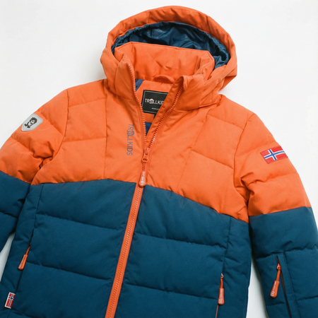Kurtka zimowa dziecięca Trollkids Kids Gryllefjord wodoodporna pomarańczowa/niebieska (365-428)