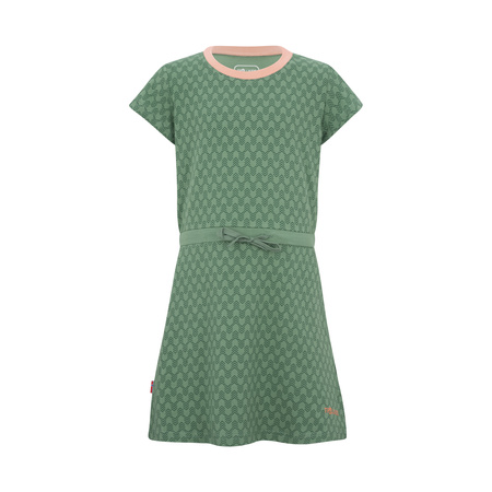 Suknia bawełniana dziecięca dla dziewczynki Trollkids Girls Noresund Dress leaf green/dahlia (398-336)