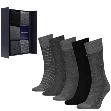 Skarpetki Tommy Hilfiger TH MEN SOCK 5P GIFTBOX BIRDEYE Grafitowy (701224442003)