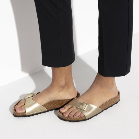 Klapki damskie Birkenstock Madrid Birko-Flor Gold narrow wąskie złote (1016107)