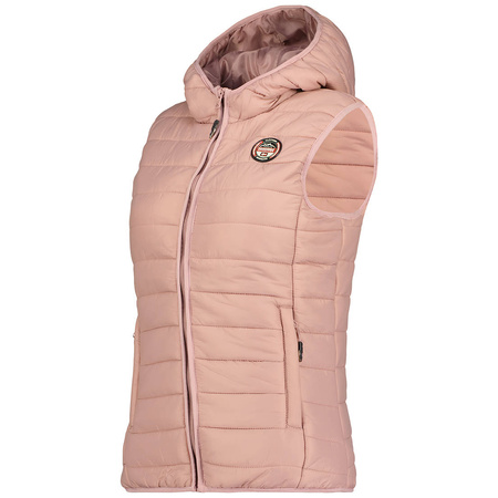 Wyprzedaż - Kamizelka trekkingowa damska z kapturem Geographical Norway Vatika Hood EO Lady 233 Rose Clair bezrękawnik (WW1198F/GNO-LIGHT PINK)