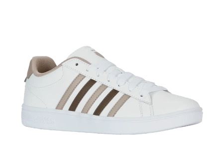 Męskie sneakersy K-Swiss COURT TIEBREAK II WHITE/TAUPE/TEAK/JURASSIC GOLD-M (04413-986-M)