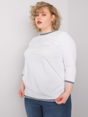 Biała bluzka plus size ze ściągaczami (RV-BZ-6640.86)