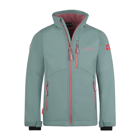 Kurtka softshell dziecięca dla dziewczynki Trollkids Girls Balestrand Jacket glacier green/orchid (617-325)