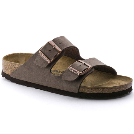 Klapki damskie brązowe Birkenstock Arizona Birko-Flor Nubuck Mocha narrow wąskie (0151183)