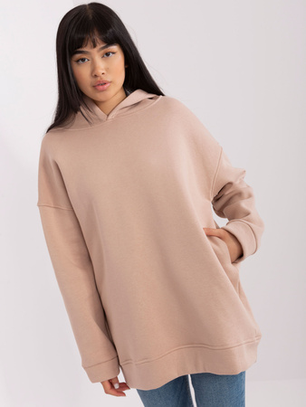 Ciemnobeżowa dresowa bluza basic oversize  (RV-BL-8042.00P)