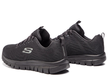 Buty sportowe damskie Skechers GRACEFUL GET CONNECTED przewiewne siateczkowe czarne (12615WBBK)