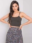 RUE PARIS Ciemny khaki crop top (RV-TP-6626.88)