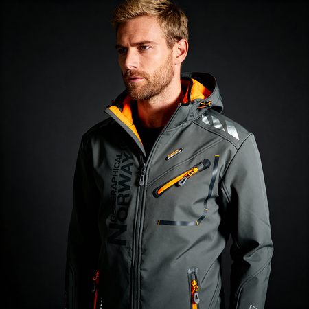 Geographical Norway Softshell ROYAUTE DGREY - ORANGE DB MEN 068 (WY8027H/GN/Dark Grey / Orange)