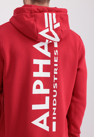 Bluza z kapturem męska Alpha Industries Back Print Hoody speed red kangurka z grafiką czerwona (178318-328)