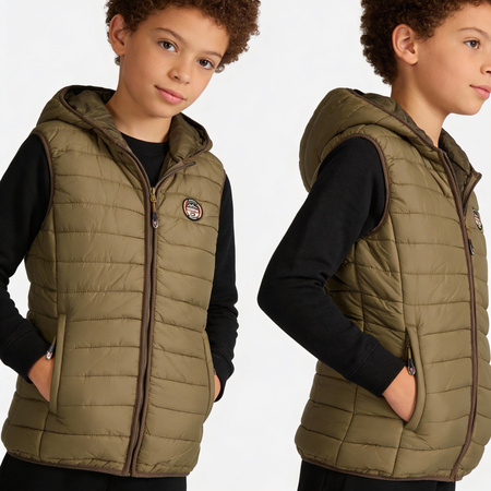 Bezrękawnik Geographical Norway VATIKA HOOD EO GIRL 233 brązowy dla dziweczynki (WW2008E/GNO-Storm)