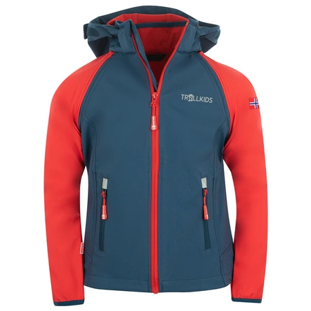 Kurtka przeciwdeszczowa dziecięca TrollKids Kids Rondane Zip Off Jacket XT czerwona/niebieska (819-410)