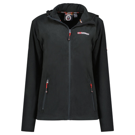 Bluza z kapturem damska Geographical Norway UNICIA LADY 224 sportowa polar rozpinany czarny (WX3714F/GN)